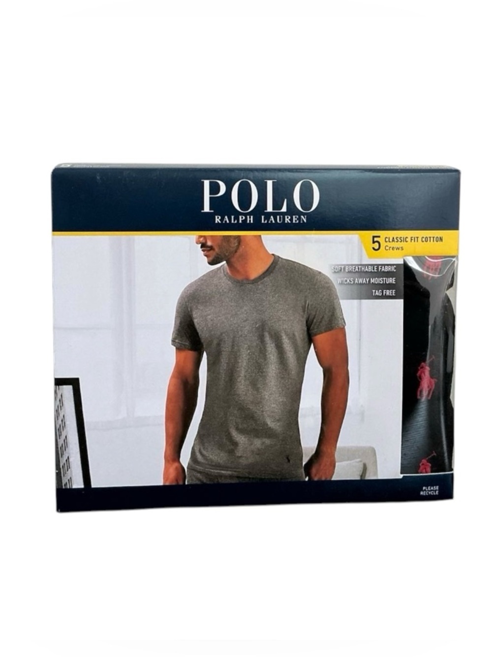 Polo Ralph Lauren Men’s Classic Fit Cotton Crew Neck 5 Pack T-Shirts Black